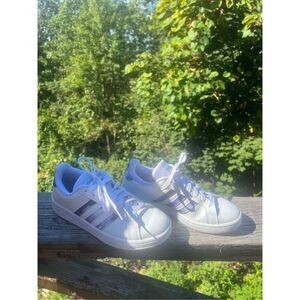 adidas Grand Court Cloudfoam White/Purple Women's Sneakers  Sz 7  H00705
